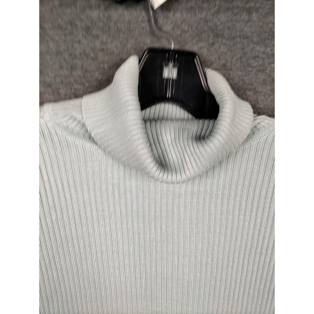 VTG Preview Collection Women Sweater M Blue Silk Wool Turtleneck Minimalist Chic